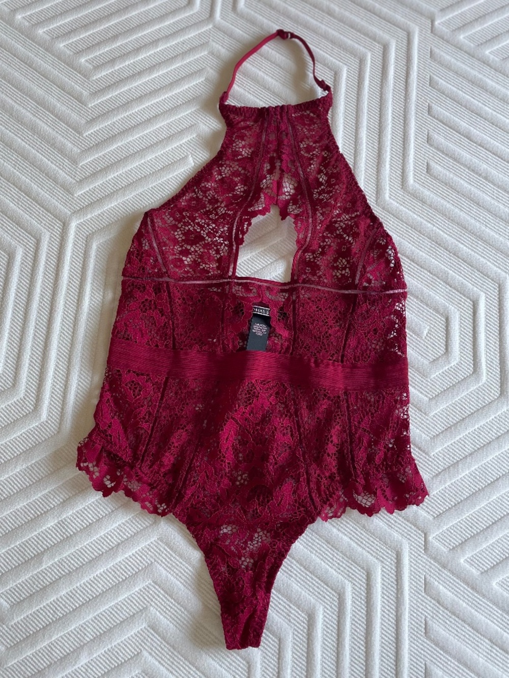 Victorias secret, Red burgundy lace thong bottom, bodysuit with cut outs, Small